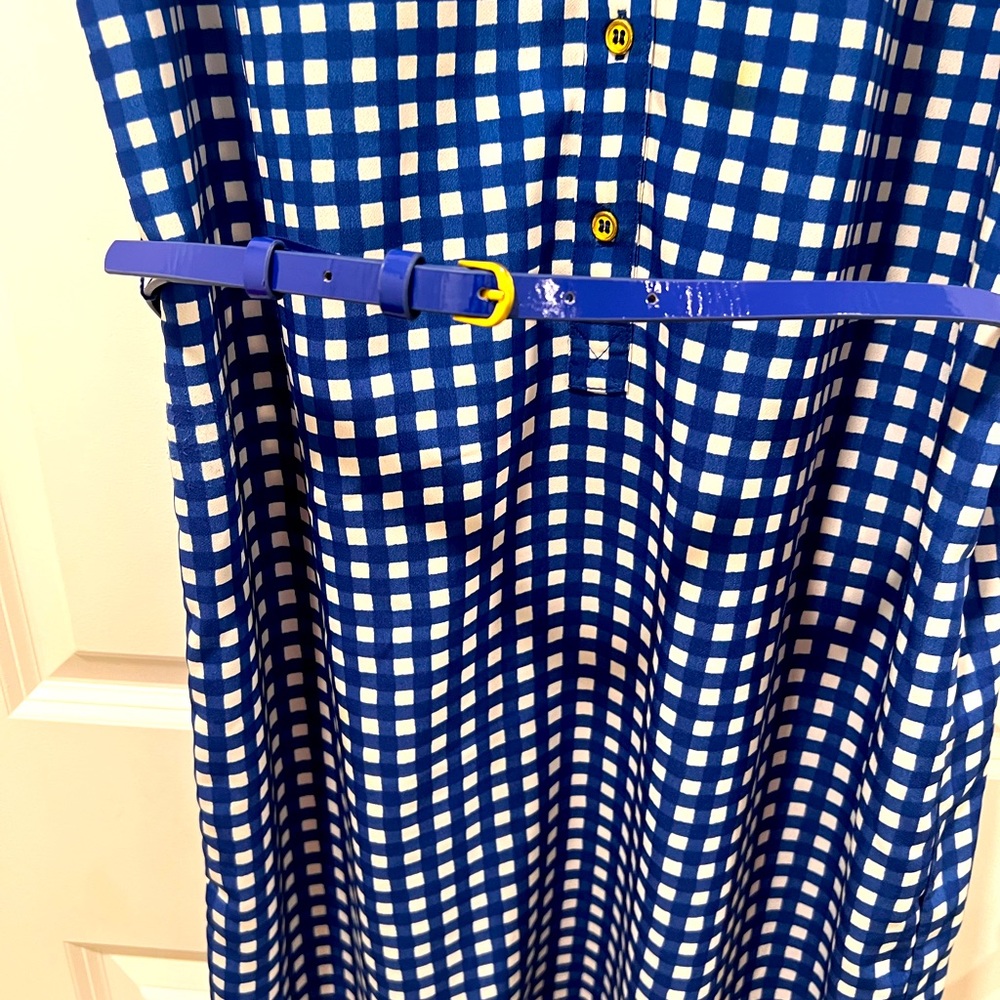 The Limited straight cut blue checks shirt dress with belt.